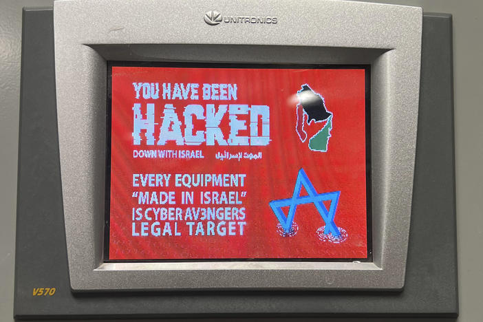 This photo provided by the Municipal Water Authority of Aliquippa shows the screen of a Unitronics device that was hacked in Aliquippa, Pa., on Nov. 25.