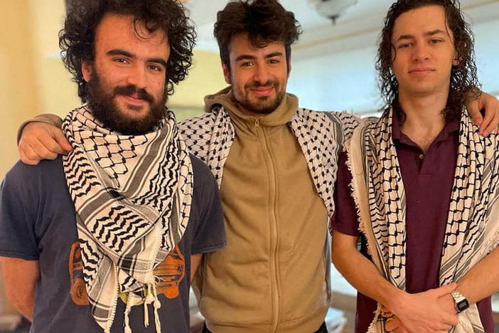 Hisham Awartani, Kinnan Abdalhamid and Tahseen Ali Ahmed, three college students of Palestinian descent who were shot near the University of Vermont in Burlington on Nov. 25, 2023, are seen in this undated photo.