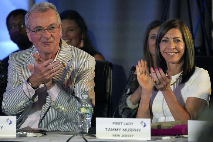 New Jersey Gov. Phil Murphy and first lady Tammy Murphy attend the National Governors Association summer meeting on July 15, 2022, in Portland, Maine.