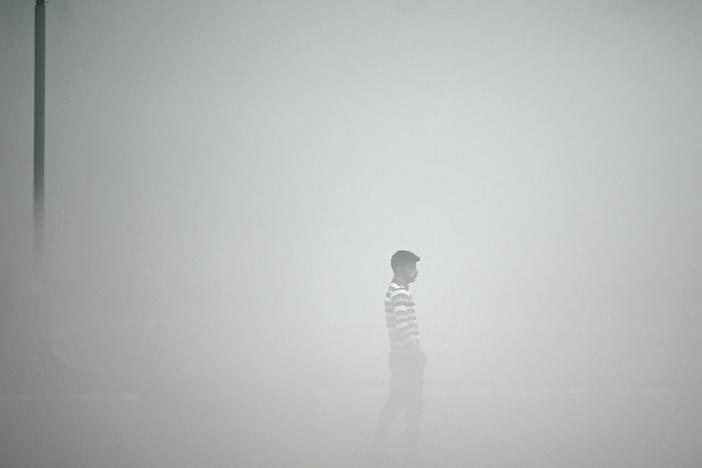 A pedestrian walks along the roadside amid heavy smoggy conditions in New Delhi. Delhi is considered the world's most polluted megacity, with a melange of factory and vehicle emissions exacerbated by seasonal agricultural fires.