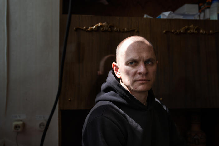 Dmytro Orlov, the exiled mayor of Enerhodar, in his office at a community center in Zaporizhzhia.
