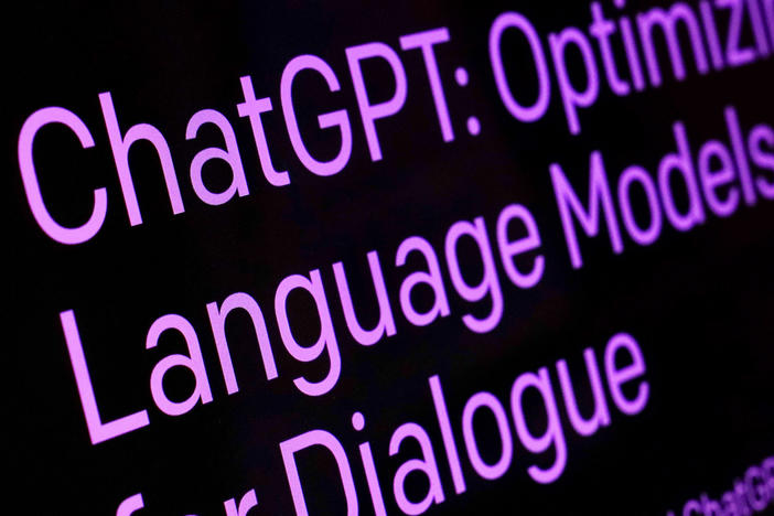 Text from the ChatGPT page of the OpenAI website is shown in this photo, in New York, Feb. 2, 2023.