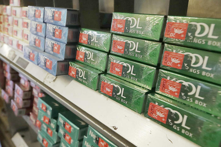 Menthol cigarettes and other tobacco products are displayed at a store in San Francisco on May 17, 2018.