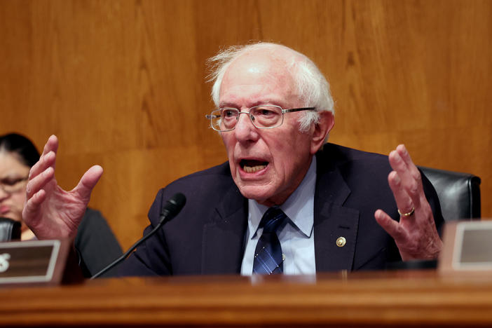 Sen. Bernie Sanders, pictured at a committee hearing last month, joined Republican senators in blocking aid to Israel and Ukraine. He tells NPR why he thinks support for Israel's military should have strings attached.