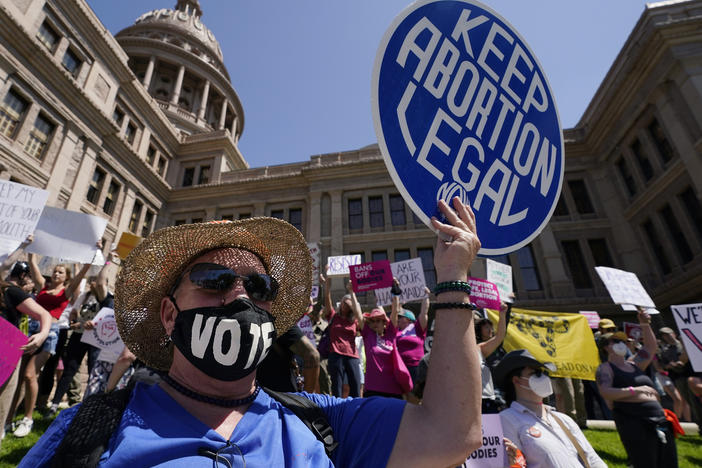 Abortion rights demonstrators attend a rally at the Texas state Capitol in Austin, Texas, May 14, 2022.