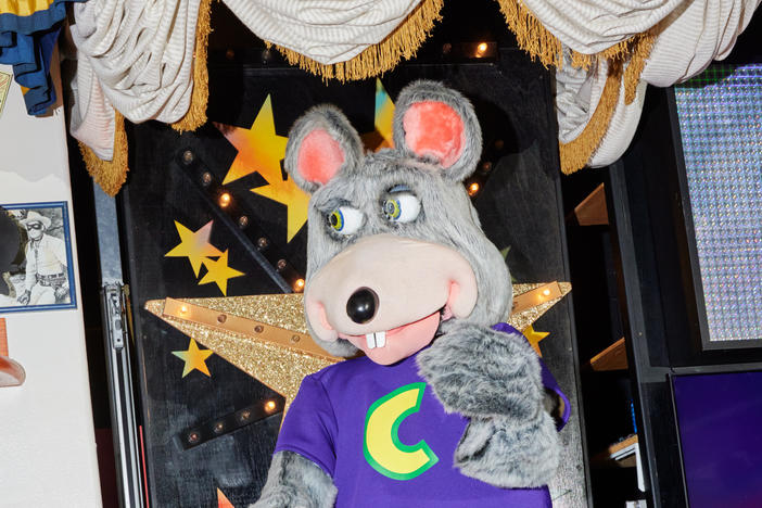 Chuck E. Cheese, the frontman for the animatronic Munch's Make Believe Band at the Chuck E. Cheese location in Northridge, Calif. This animatronic band is the last remaining one in the United States as locations remodel in favor of screens and interactive dance floors.