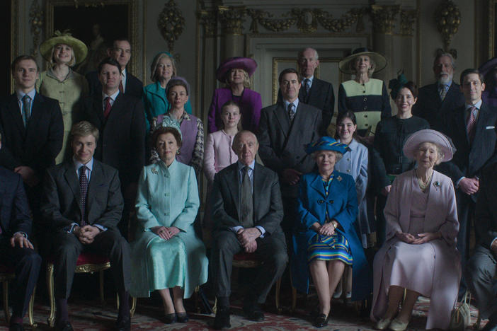 A recreation of a royal family portrait photo.