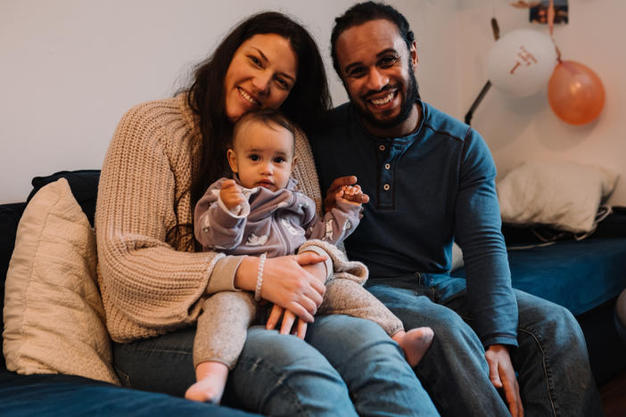 Kurt Panton, his wife, Lizzy, and their daughter, Pauline. His federal student loans have been canceled by a new Biden administration policy meant to remedy past failures with income-driven repayment plans.