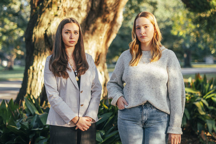Students Hannah Levitan, left, and Lindsay Ruhl launched <em>The Tulane Hullabaloo</em>'s first student podcast in response to campus tensions over Israel's war in Gaza.