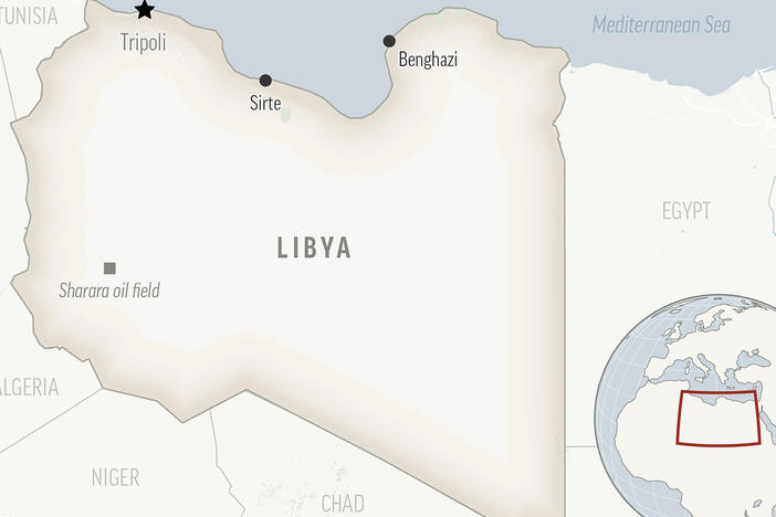 This is a locator map for Libya with its capital, Tripoli.