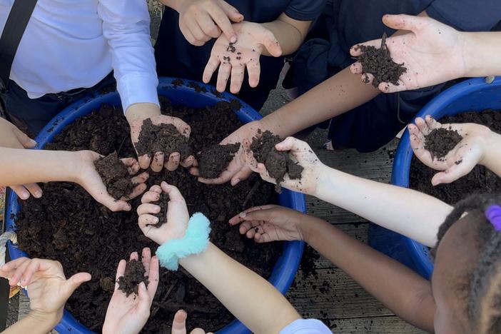 Students at The Wesley School in the Los Angeles neighborhood of North Hollywood collected their food waste for a year and turned it into compost.