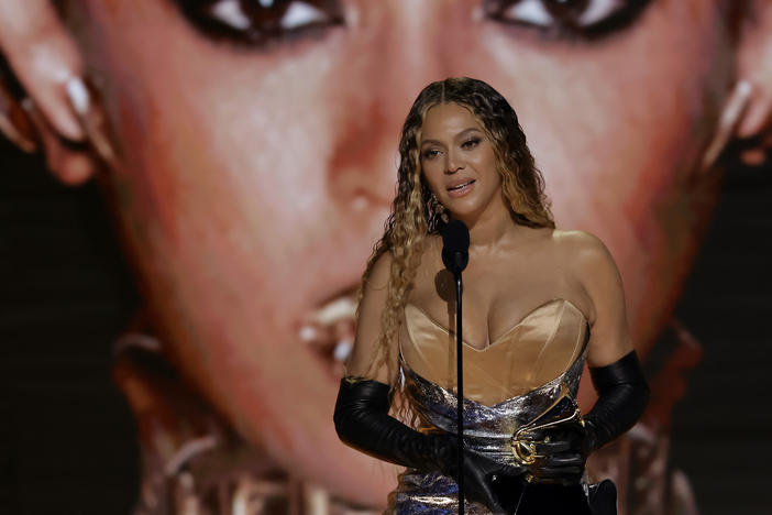 Beyoncé accepts the Best Dance/Electronic Music Album award for "Renaissance" onstage during the 65th Grammy Awards on Feb. 5 in Los Angeles.