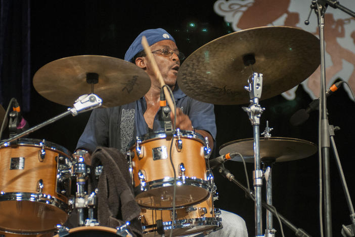 Herlin Riley performing at the New Orleans Jazz and Heritage Festival in New Orleans, Louisiana on April 30, 2011.