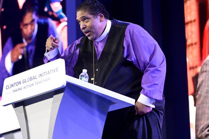 Bishop William J. Barber II speaks during the Clinton Global Initiative September 2023 meeting at New York Hilton Midtown on Sept. 19.