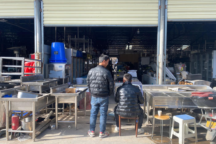 An appliance market in Xi'an, China, where Jiang has a construction equipment rental company. He says economic conditions are worse now than during the pandemic, when he started the appliance business, and he isn't selling as much as he used to.