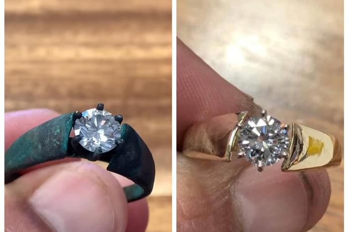 Shelly Romo spent hours in the rubble to find her wedding ring in the aftermath of the Maui wildfires back in August. After retrieving it and getting it restored, Romo said she never takes her ring off.