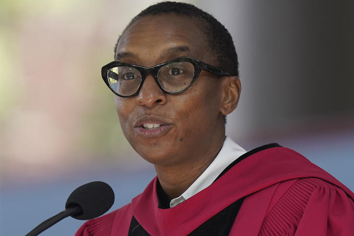 Claudine Gay, pictured during commencement ceremonies in May, stepped down as Harvard University's president amid plagiarism accusations and criticism over her remarks at a congressional hearing in December.