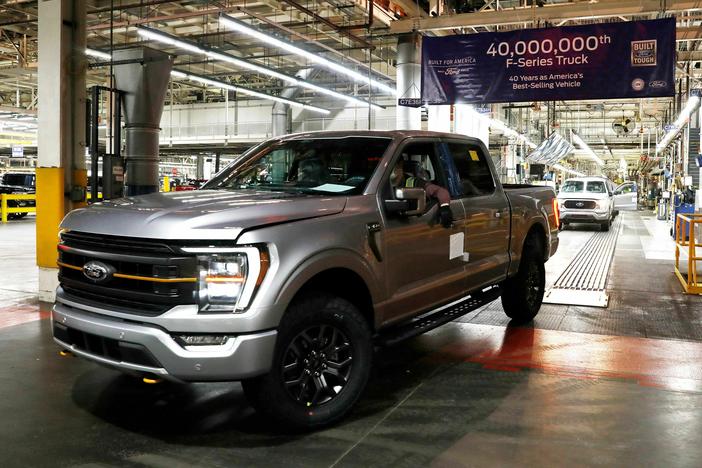 The 40 millionth F-Series truck rolls off the assembly line at the Ford Dearborn Truck Plant on Jan. 26, 2022 in Dearborn, Mich.