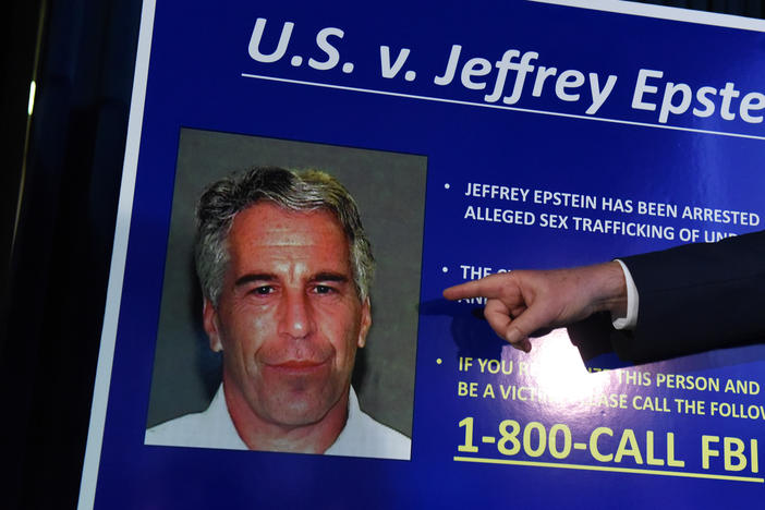 A picture of Jeffrey Epstein from July 8, 2019, when federal prosecutors charged the financier with sex trafficking of minors. Epstein died later that year by suicide while in federal custody.