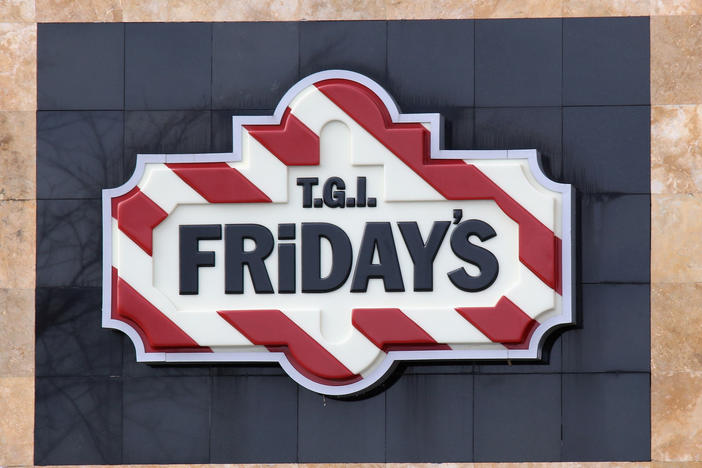 An image of the sign for T.G.I Friday's as photographed on March 16, 2020 in Levittown, New York.