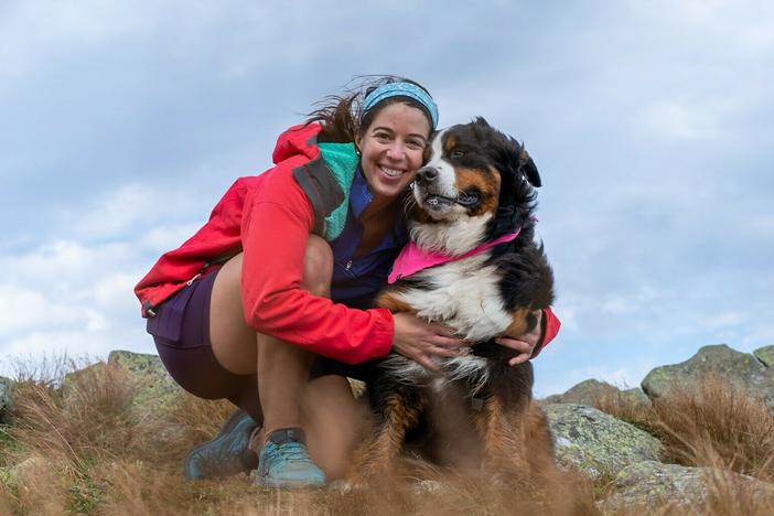 Kate Speer, on a hike with her service dog, Waffle. Her popular social media accounts feature frank discussion of mental illness.