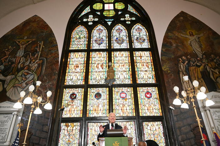 President Biden was giving a campaign speech at Mother Emanuel AME Church in Charleston, S.C., when protesters interrupted with calls for a cease-fire in Gaza.