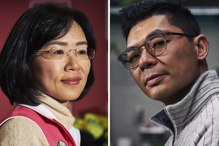 Democratic Progressive Party (DPP) legislator Su Chao Hui, left, is seeking another term in office. Jason Hsu, right, a former law maker and current advisor to KMT presidential candidate Hou Yu-ih.