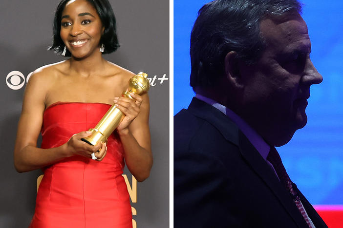 From left: Tiger Woods, Ayo Edebiri, Chris Christie.
