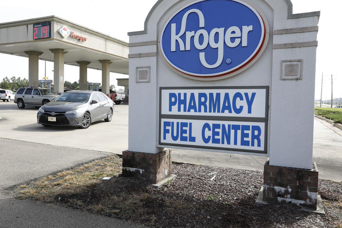 Washington's attorney general has sued to stop Kroger from merging with Albertsons and creating a grocery-store colossus. Here, a Kroger in Flowood, Mississippi operates a gas station and a pharmacy.