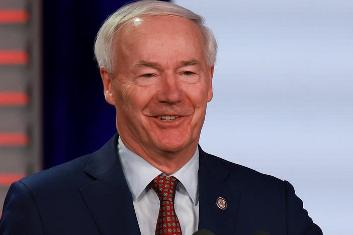 Former Arkansas Governor Asa Hutchinson speaks during the Florida Freedom Summit held at the Gaylord Palms Resort on Nov. 4, 2023 in Kissimmee, Florida.