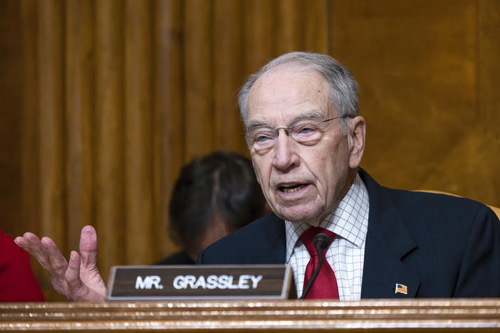 Senate Budget Committee Ranking Member Sen. Chuck Grassley, R-Iowa, is shown speaking at a hearing at the Capitol in Washington, May 4, 2023.
