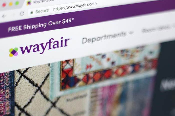 This April 17, 2018, file photo shows the Wayfair website on a computer in New York. More than a half a million beds sold at retailers like Walmart and Wayfair are under recall because they can break during use, which has resulted in dozens of injuries.