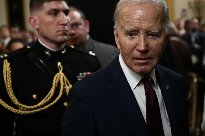 President Biden leaves a White House event on Jan. 19, 2024.