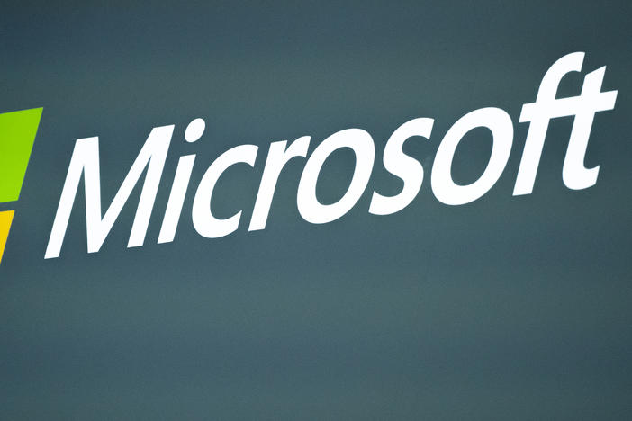 The Microsoft logo is shown at the Mobile World Congress 2023 in Barcelona, Spain, on March 2, 2023. In a blog post Friday, Microsoft said state-backed Russian hackers broke into its corporate email system.