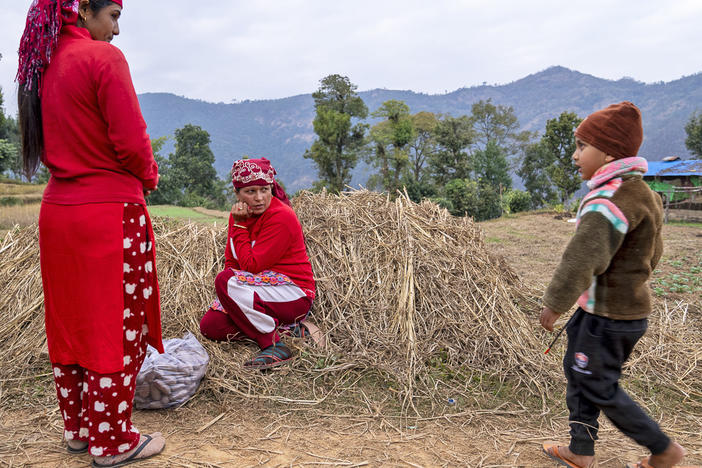 Reema Karki, shown at her home in Nepal, received a letter informing her that her husband, Pritam Karki, had died on Nov. 15 while serving in the Russian military in Ukraine.<strong> </strong>