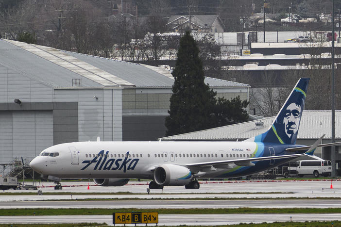 The Alaska Airlines Boeing 737 MAX 9 aircraft is seen at Portland International Airport on January 9, 2024 in Oregon. The plane made an emergency landing following a midair fuselage blowout on Jan. 5. None of the 171 passengers and six crew members was seriously injured.