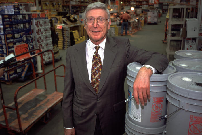 Home Depot co-founder and then-CEO Bernie Marcus poses for a portrait at a store in 1998.