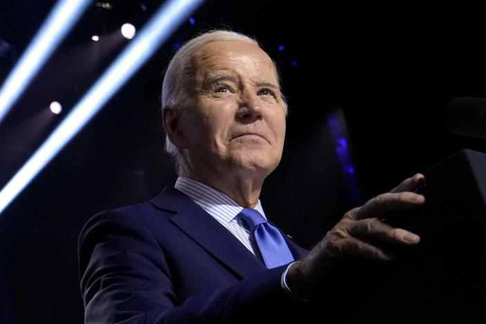 President Joe Biden speaks during an event on the campus of George Mason University in Manassas, Va., on Jan. 23, to campaign for abortion rights, a top issue for Democrats in the upcoming presidential election.