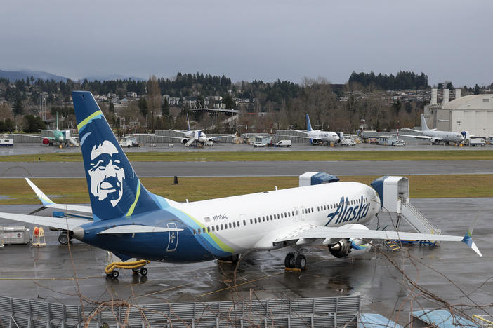 A Boeing 737 MAX 9 for Alaska Airlines is pictured along with other aircraft at Renton Municipal Airport adjacent to Boeing's factory in Washington. Alaska Airlines resumed service of its 737 MAX 9 fleet on January 26, 2024, three weeks after an emergency landing prompted sweeping inspections of the aircraft.