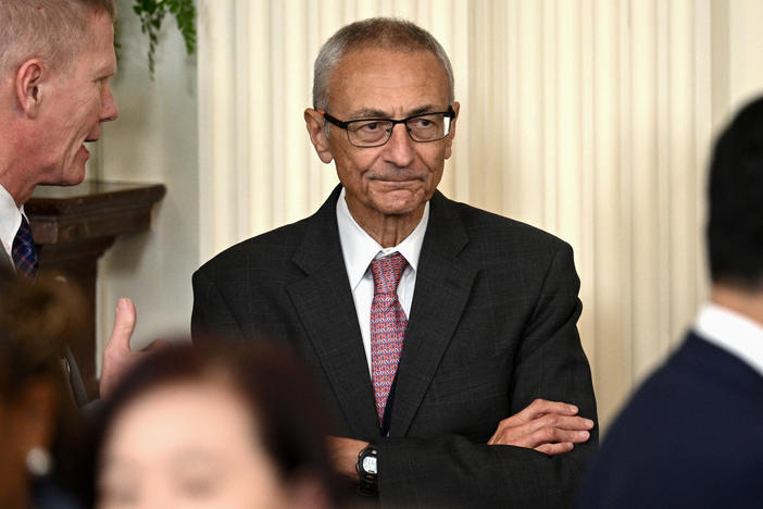 John Podesta looks on during a meeting between President Biden and mayors at the White House on Jan. 19, 2024.