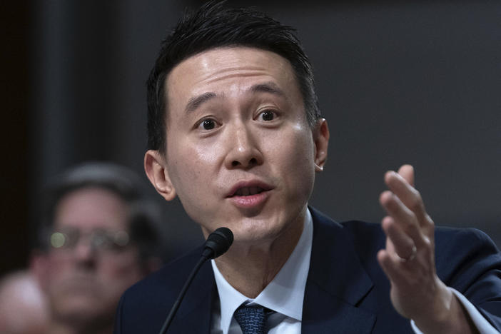 TikTok CEO Shou Zi Chew testifies before a Senate committee in Washington on Wednesday.