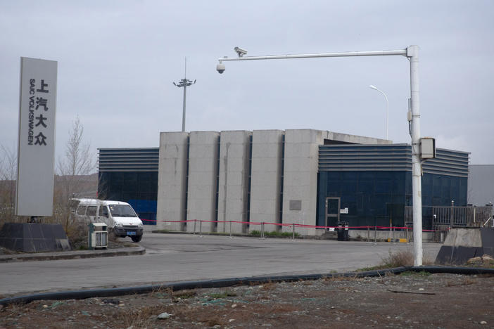 An SAIC Volkswagen plant is seen in the outskirts of Urumqi in northwestern China's Xinjiang Uyghur Autonomous Region, Thursday, April 22, 2021.
