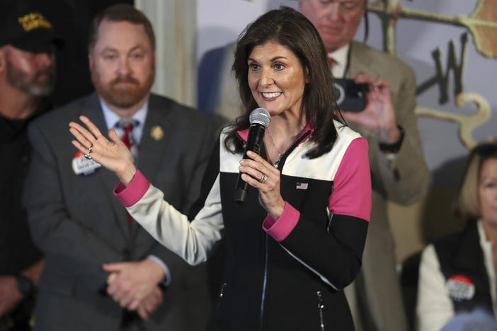 Republican presidential candidate former UN Ambassador Nikki Haley speaks at a campaign event on Thursday, Feb. 1, 2024, in Columbia, S.C.