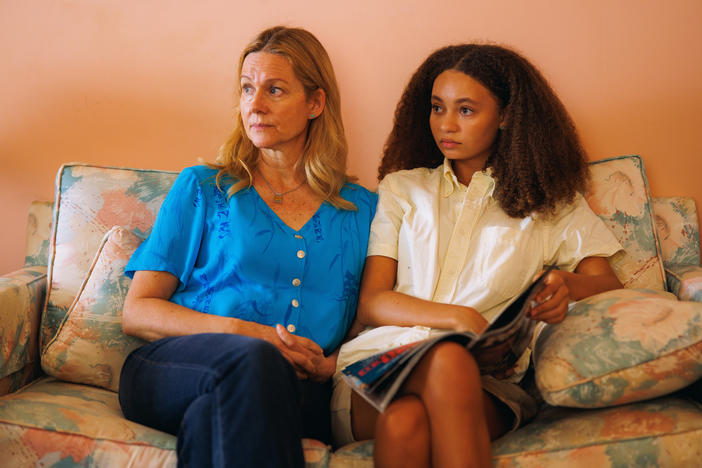Laura Linney, left, and Nico Parker in <em>Suncoast</em>. The film was inspired by writer-director Laura Chinn's teenage experience, caring for her older brother as he died from brain cancer.