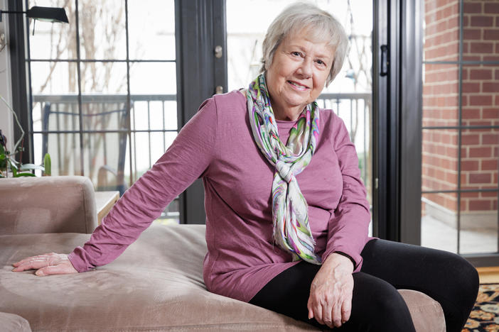 Barbara Green poses for a photo at her home on February 2, 2024 in Falls Church, Virginia. Green, who was diagnosed with pancreatic cancer in 2022, has been urging state lawmakers to legalize physician-assisted death.