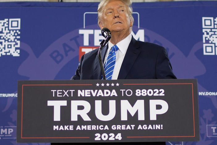 Former President Donald Trump speaks at a campaign event Jan. 27 in Las Vegas.