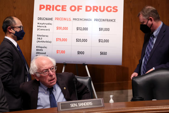 Vermont Sen. Bernie Sanders, chairman of the Senate Health, Education, Labor, and Pensions Committee, pressed executives from Bristol Myers Squibb, Merck and Johnson & Johnson about the prices they charge for drugs in the U.S.