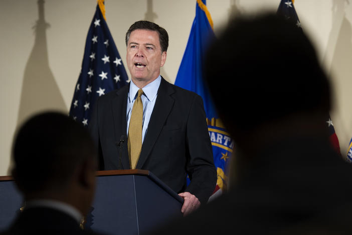 FBI Director James Comey makes a statement at FBI headquarters in Washington, D.C., on July 5, 2016. Comey said 110 emails sent or received on Hillary Clinton's server contained classified information.