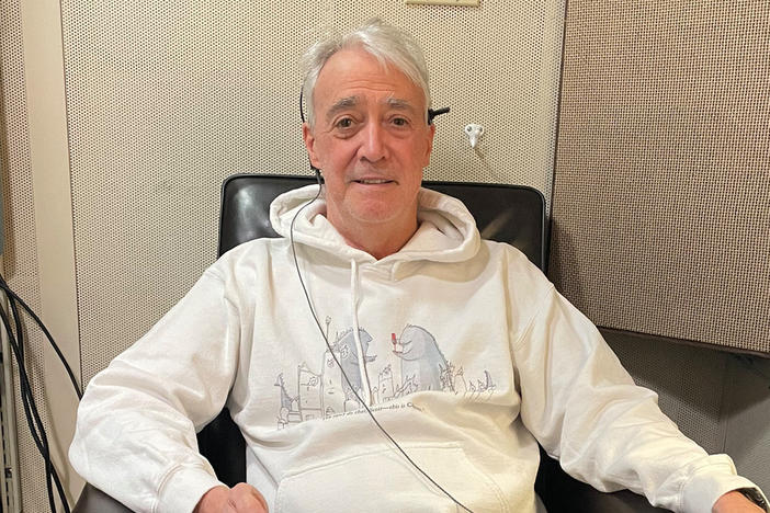 Scott Simon gets fitted for his first pair of hearing aids.