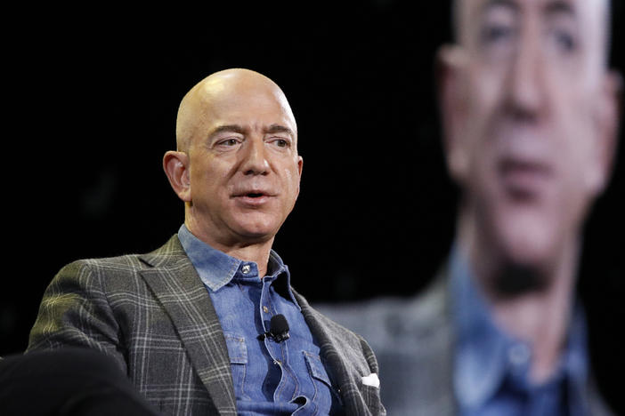 FILE - Amazon CEO Jeff Bezos speaks at the Amazon re:MARS convention in Las Vegas on June 6, 2019. Bezos filed a statement with federal regulators indicating his sale of nearly 12 million shares of Amazon stock worth more than $2 billion on Feb. 7, 2024, and Feb. 8.